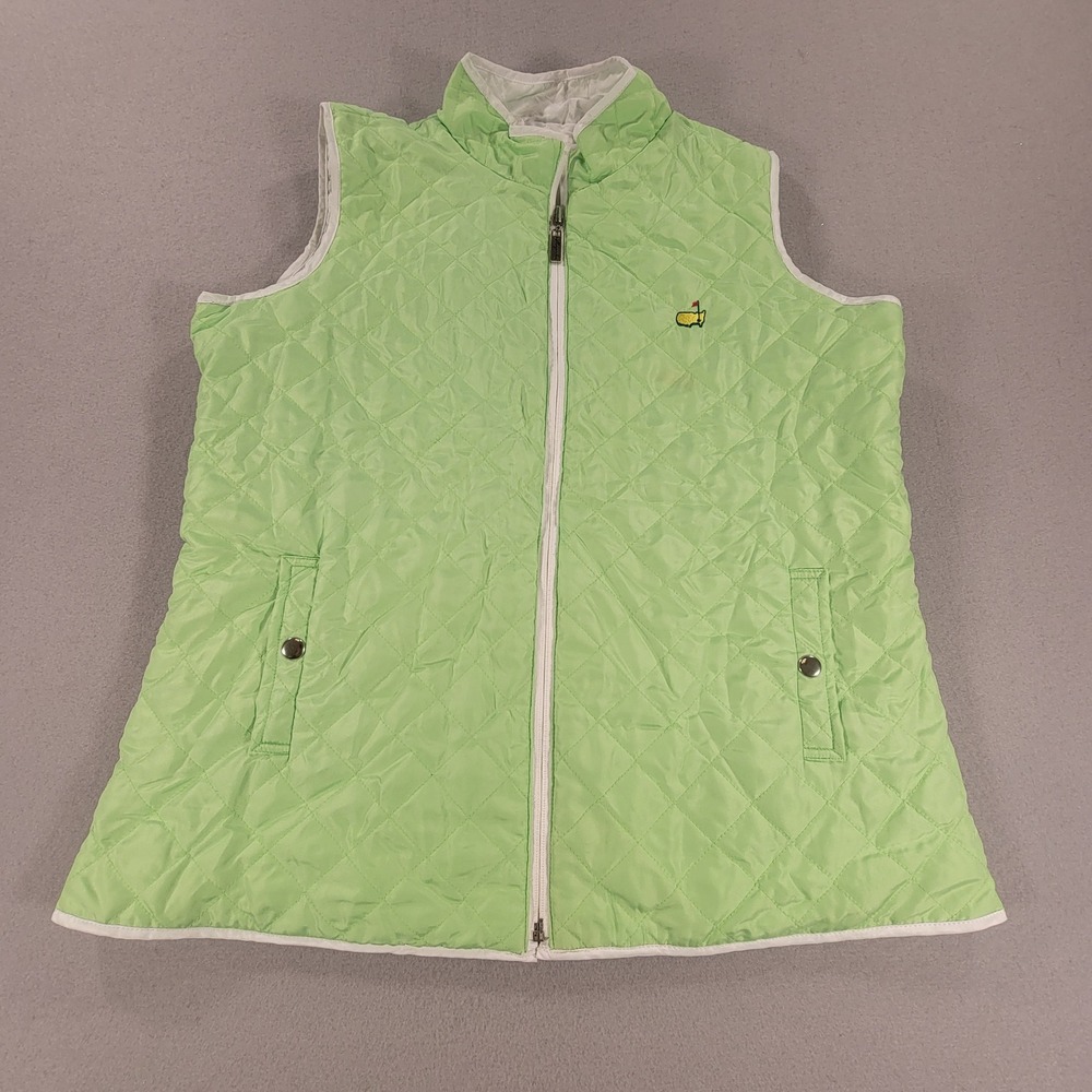 Magnolia Lane Masters Golf Quilted Reversible Puffer Vest White Green Women's L - Picture 8 of 12
